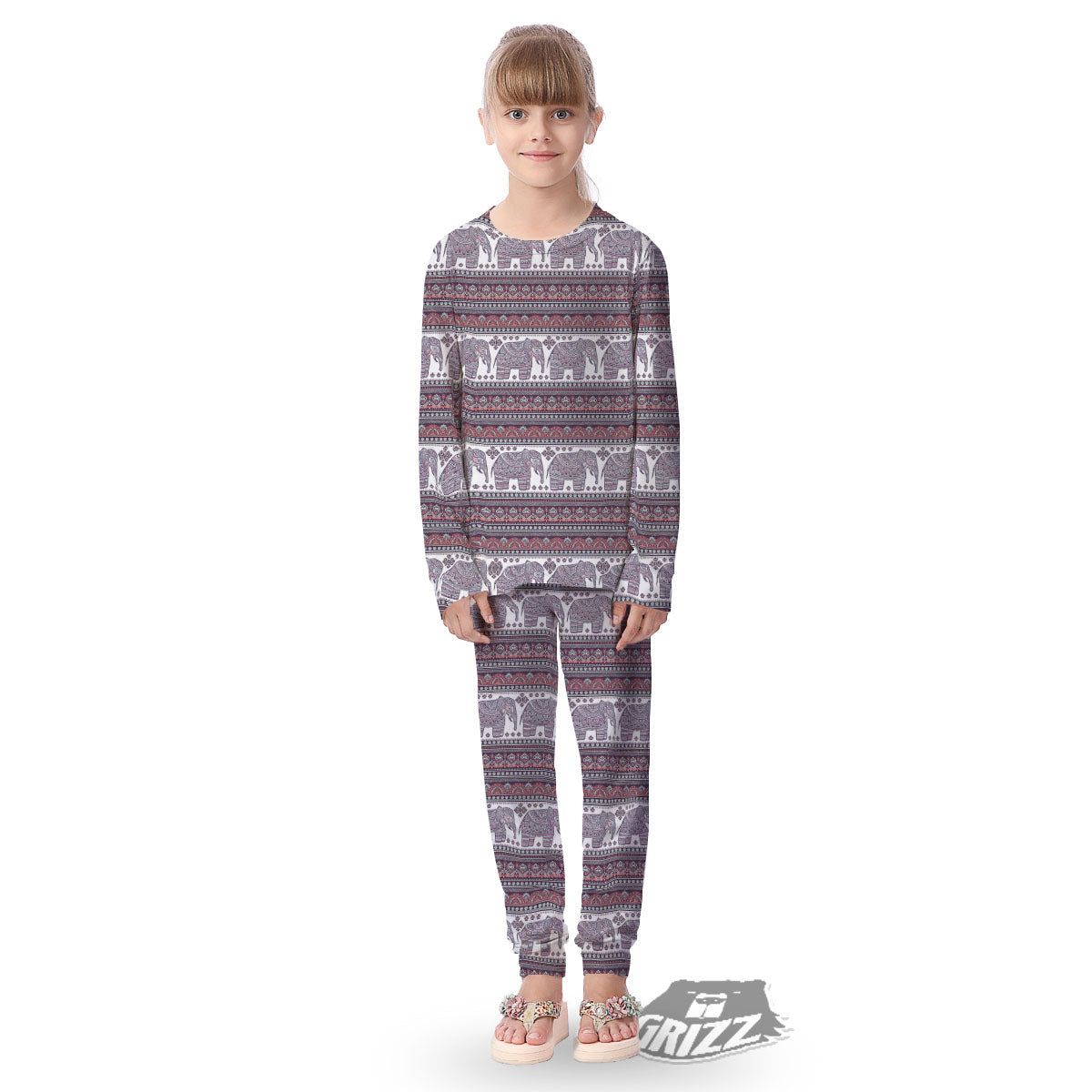 Elephant Indian Bohemian Print Pattern Kid's Pajamas-grizzshop