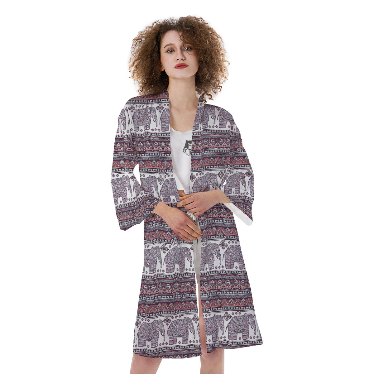 Elephant Indian Bohemian Print Pattern Kimono-grizzshop