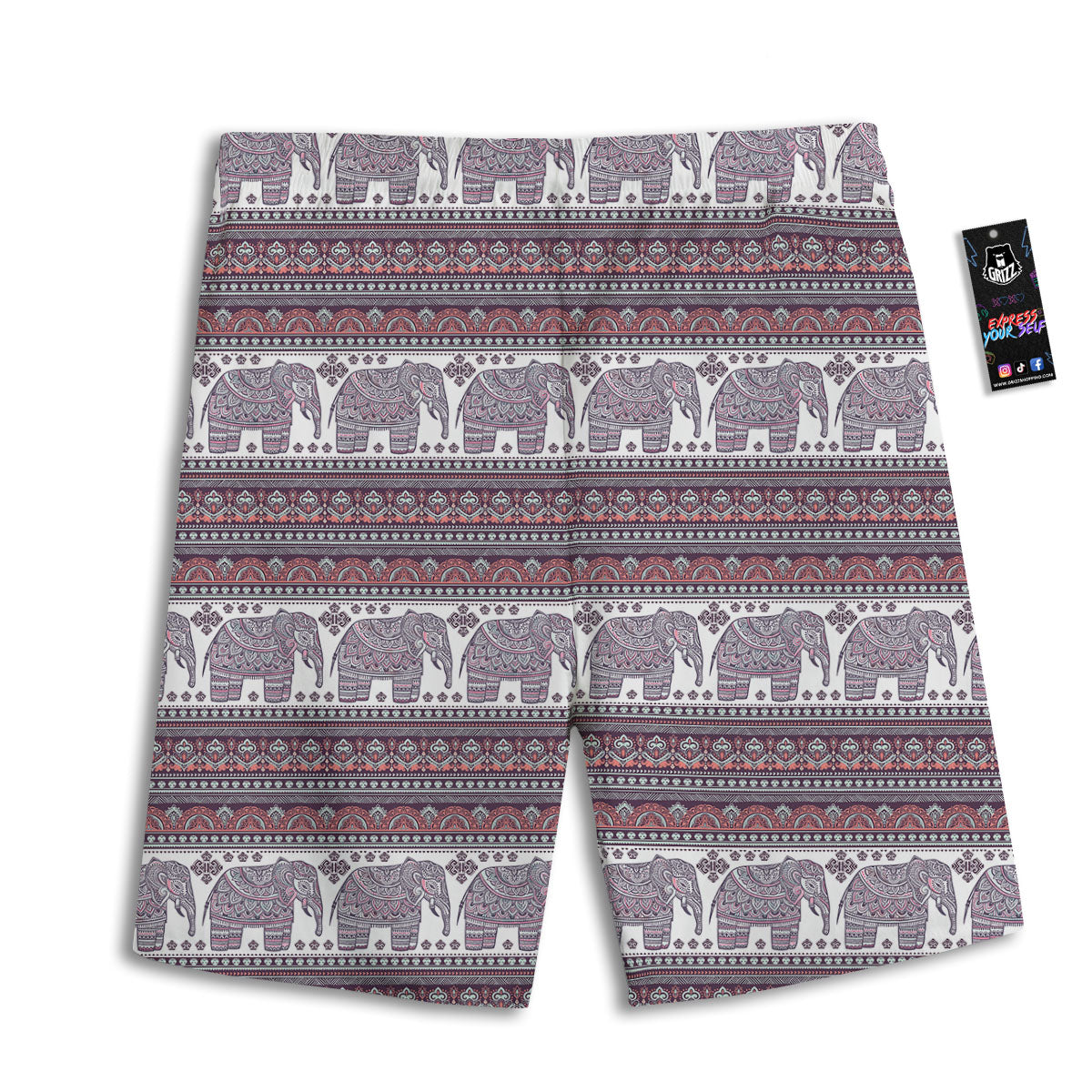 Elephant Indian Bohemian Print Pattern Men's Athletic Shorts