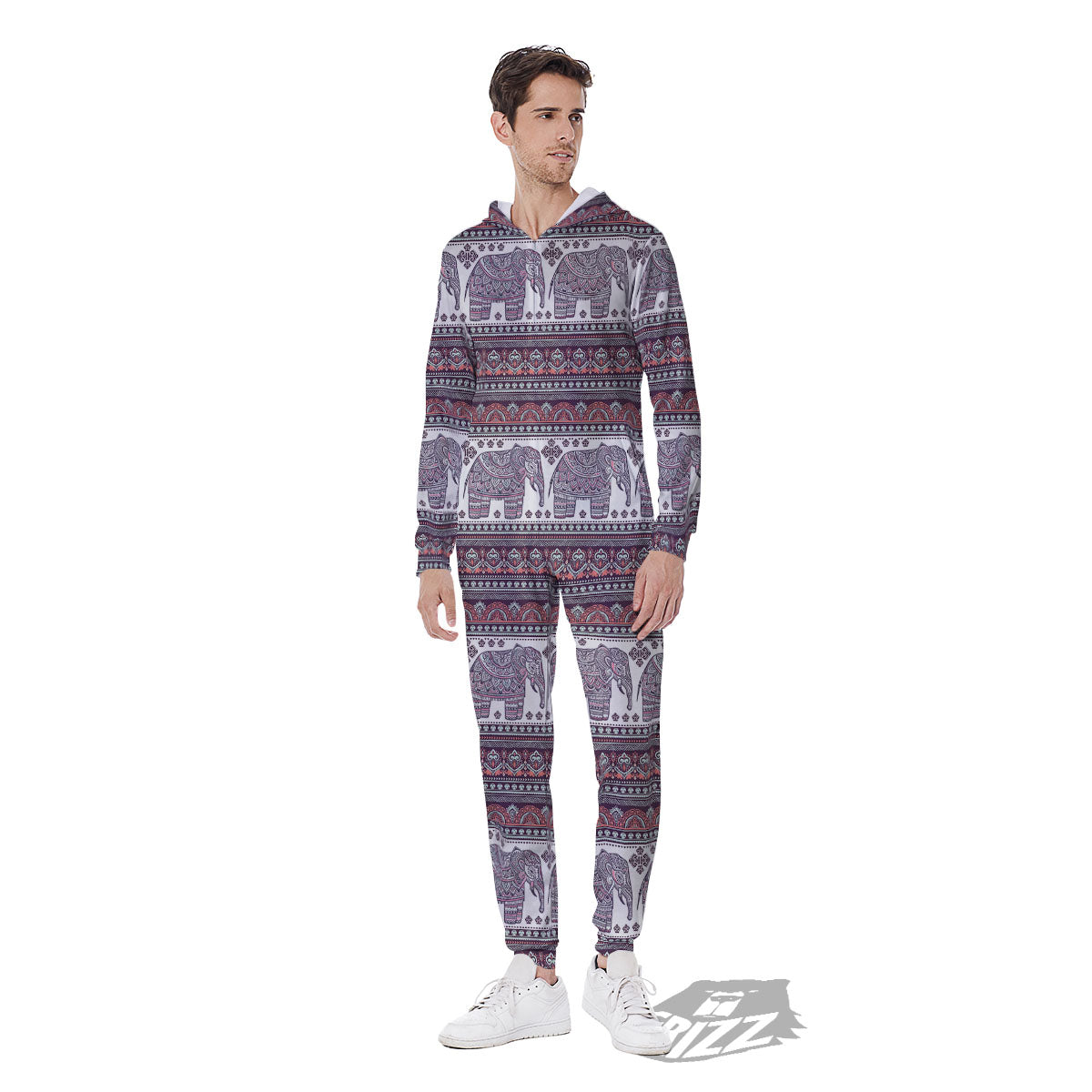 Elephant Indian Bohemian Print Pattern Men's Jumpsuit-grizzshop