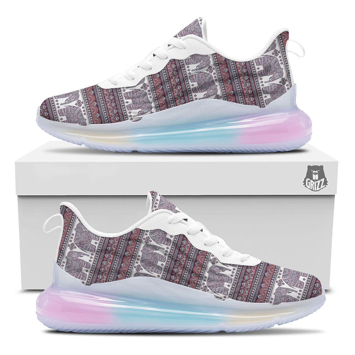 Elephant Indian Bohemian Print Pattern Running Sneakers-grizzshop