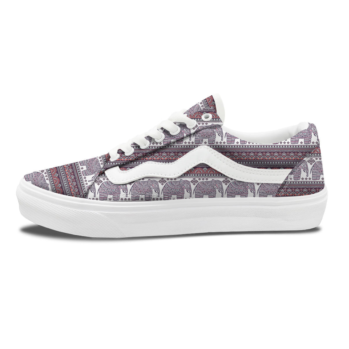 Elephant Indian Bohemian Print Pattern Skate Shoes-grizzshop