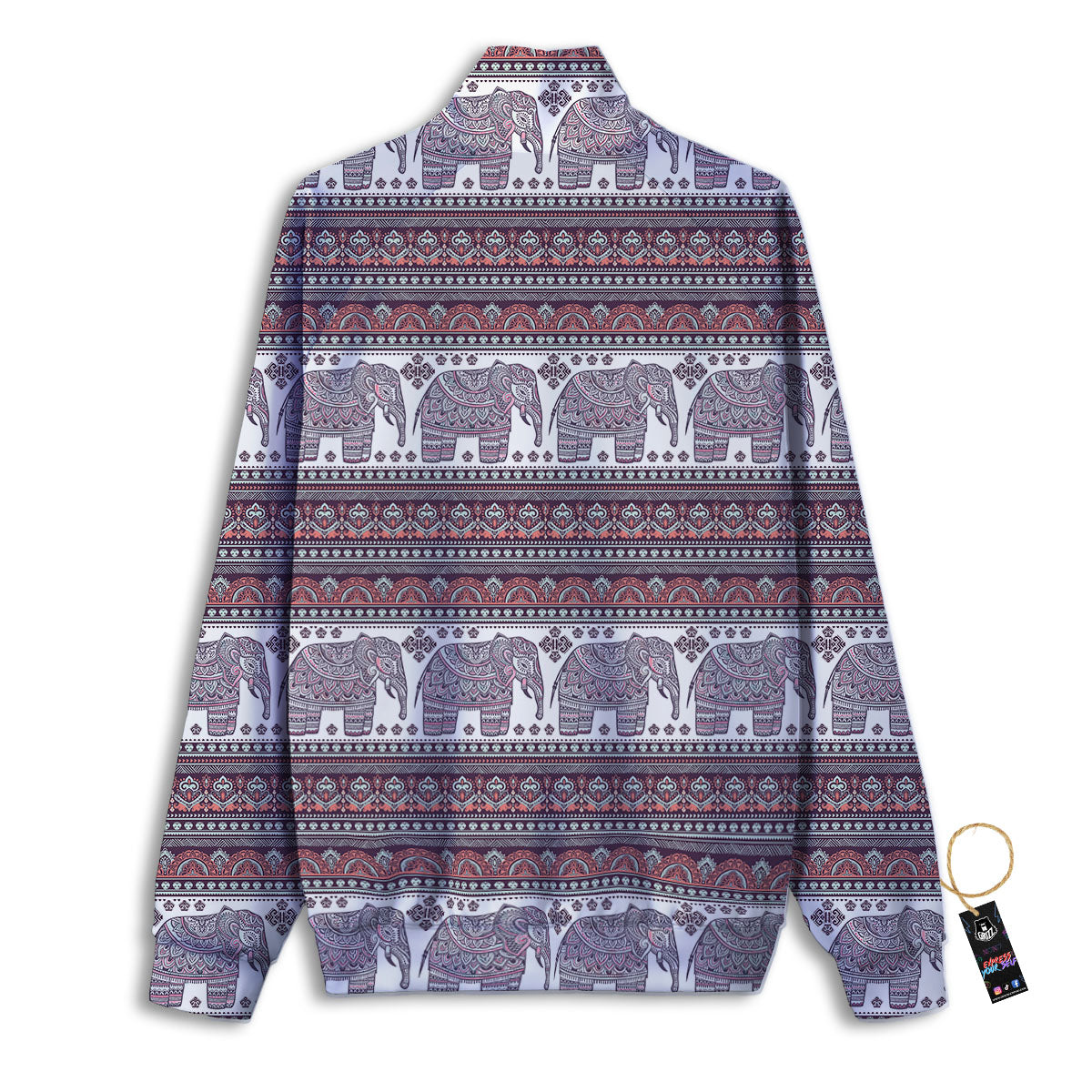 Elephant Indian Bohemian Print Pattern Track Jacket-grizzshop