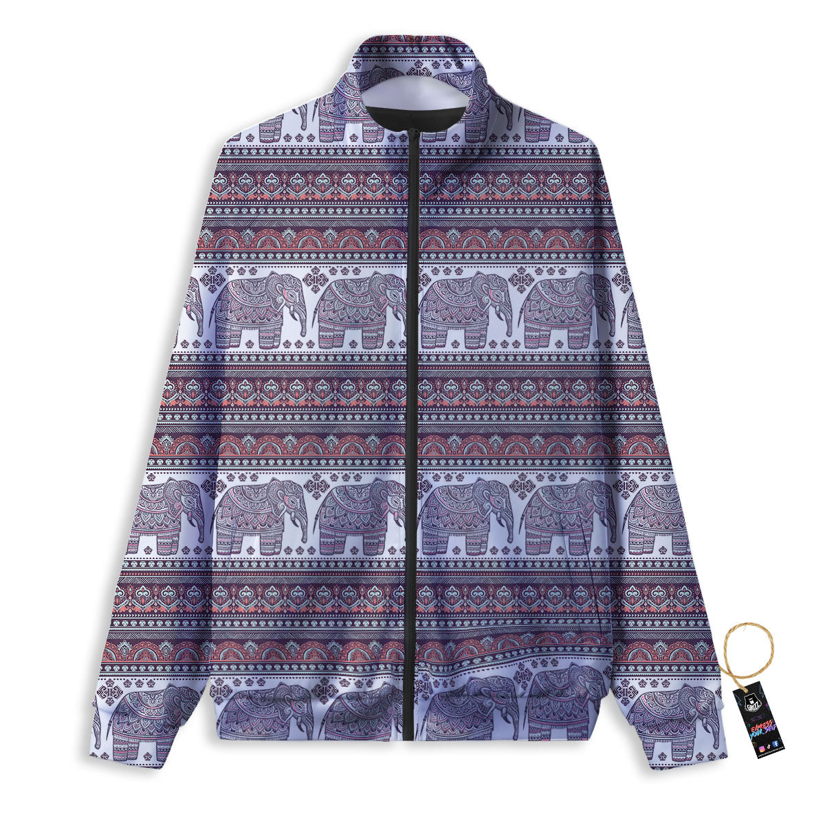 Elephant Indian Bohemian Print Pattern Track Jacket-grizzshop