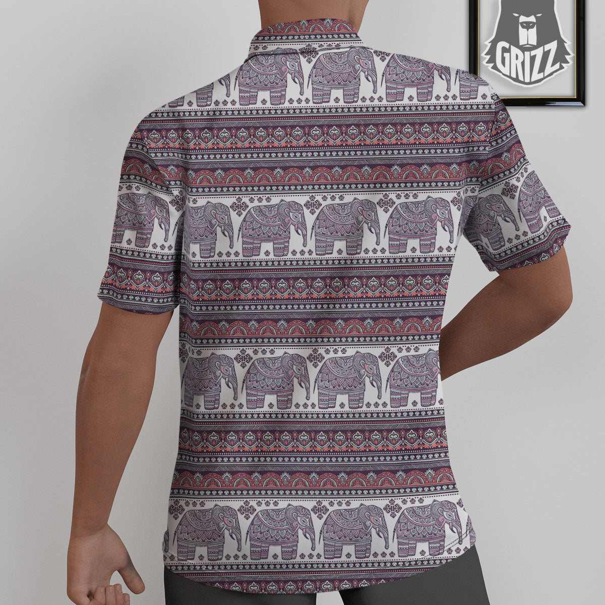 Elephant Indian Bohemian Print Pattern Untucked Shirts-grizzshop