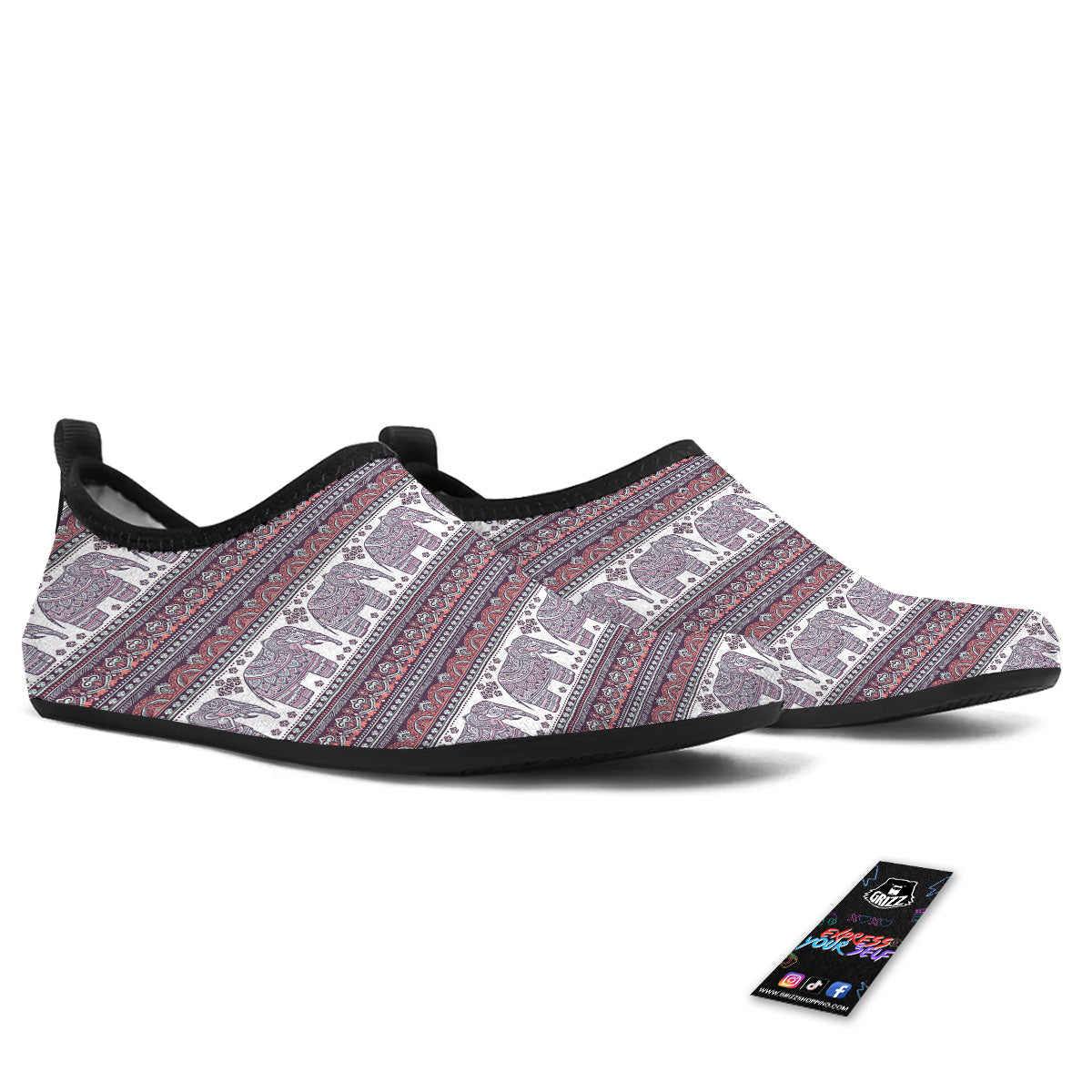 Elephant Indian Bohemian Print Pattern Water Shoes-grizzshop