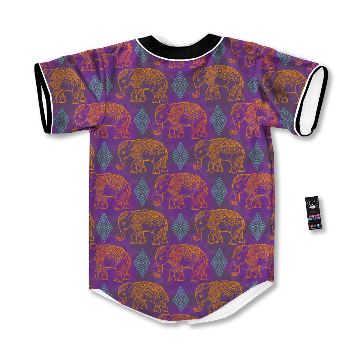 Elephant Indian Boho Print Pattern Baseball Jersey-grizzshop