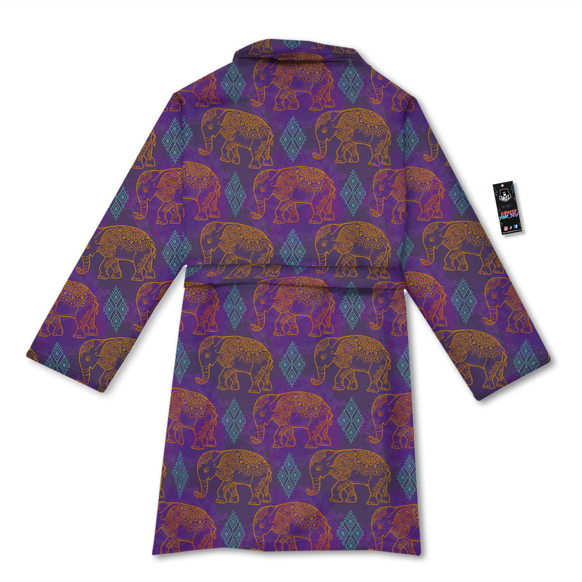 Elephant Indian Boho Print Pattern Bathrobe-grizzshop