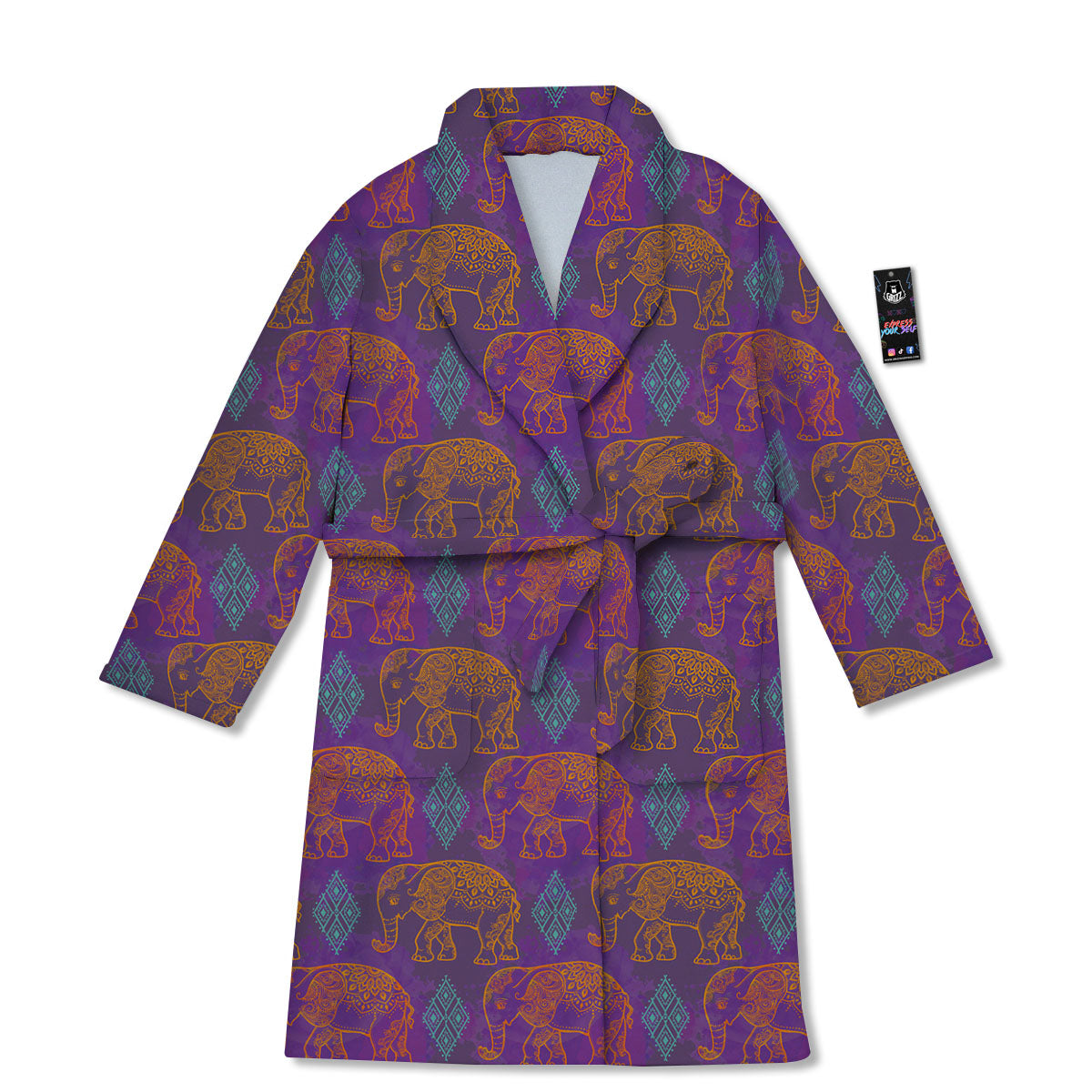 Elephant Indian Boho Print Pattern Bathrobe-grizzshop