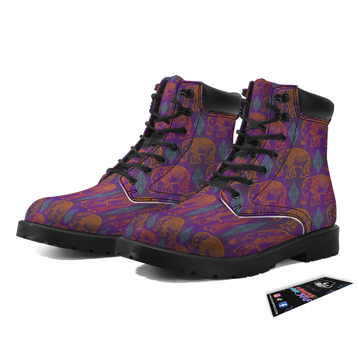 Elephant Indian Boho Print Pattern Boots-grizzshop