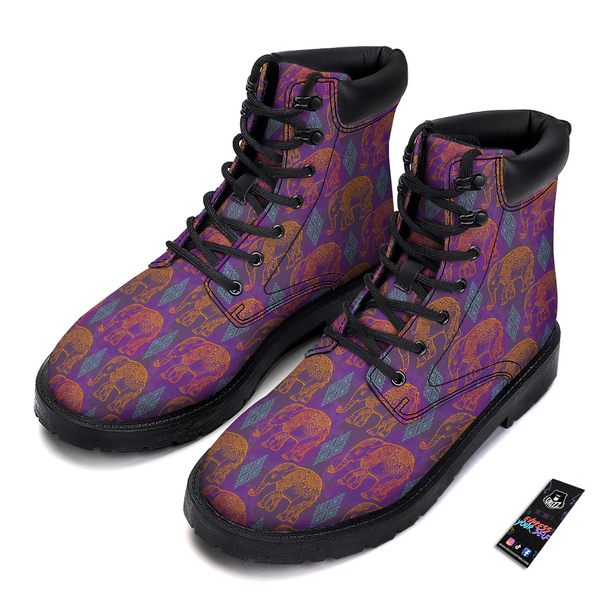 Elephant Indian Boho Print Pattern Boots-grizzshop