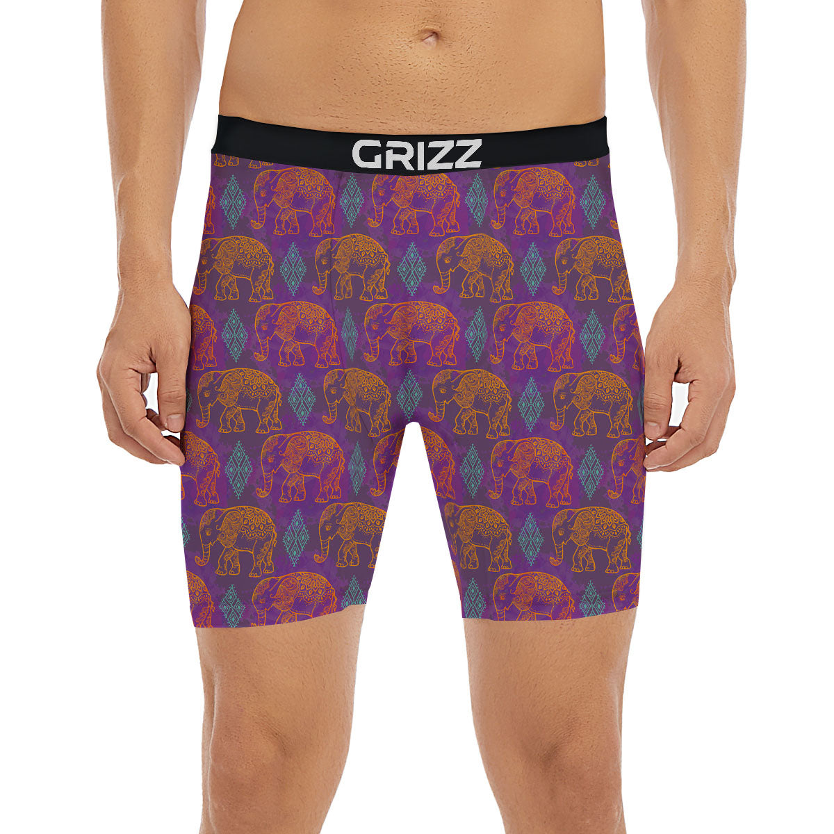 Elephant Indian Boho Print Pattern Boxer Briefs-grizzshop