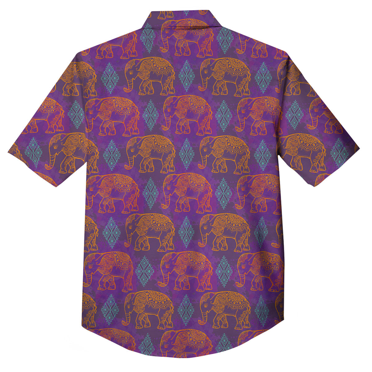 Elephant Indian Boho Print Pattern Button Up Shirt-grizzshop