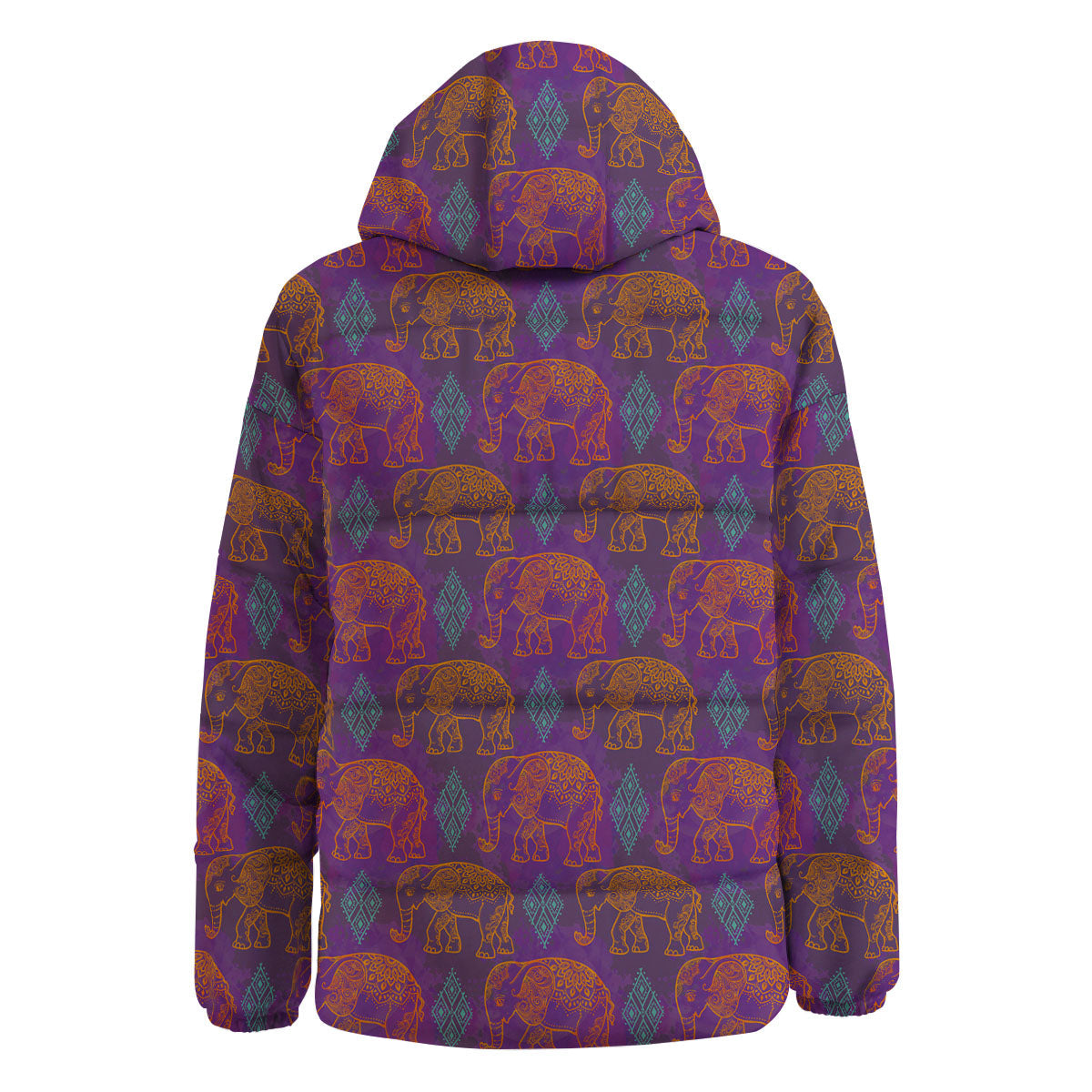 Elephant Indian Boho Print Pattern Down Jacket-grizzshop