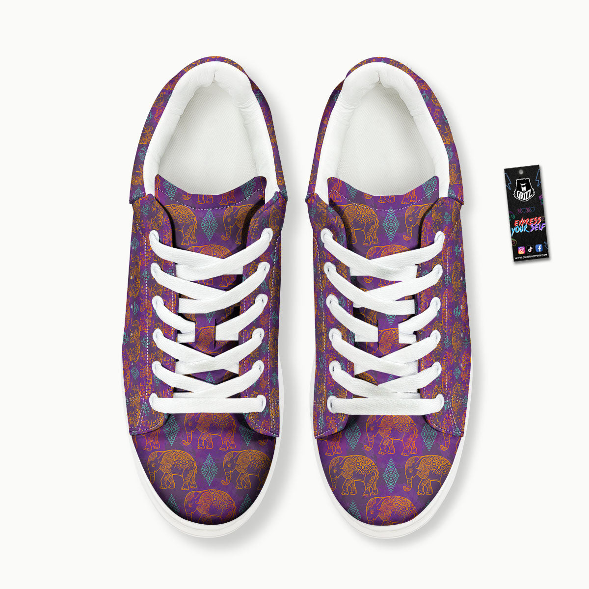 Elephant Indian Boho Print Pattern Platform Shoes-grizzshop