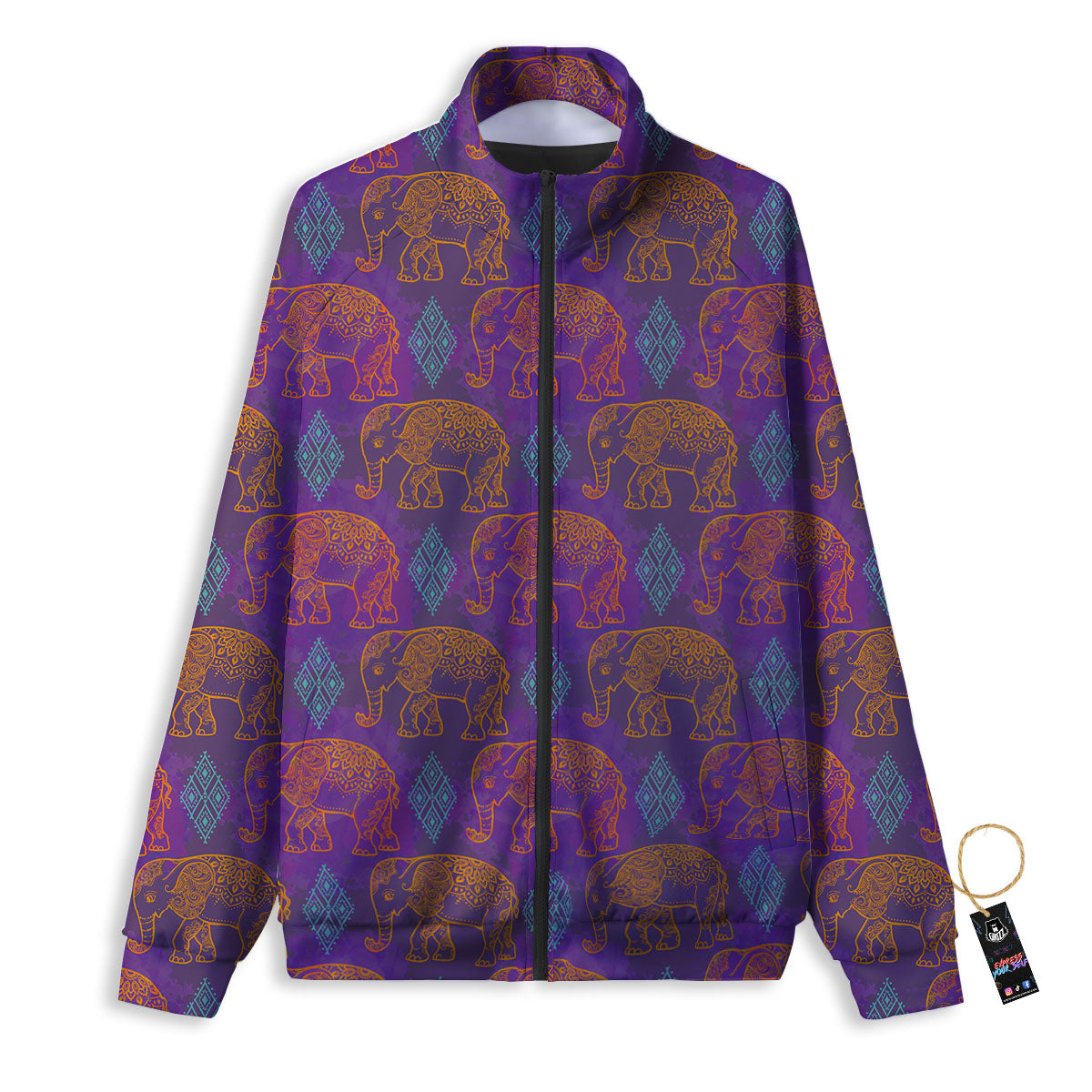 Elephant Indian Boho Print Pattern Track Jacket-grizzshop