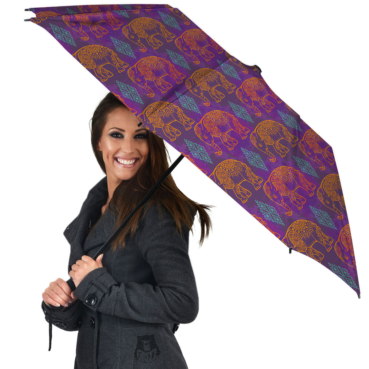 Elephant Indian Boho Print Pattern Umbrella-grizzshop