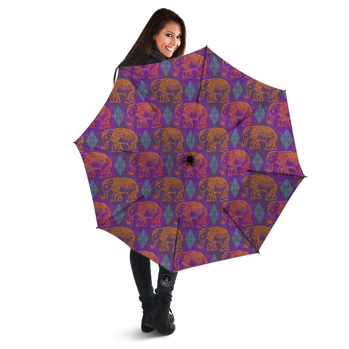 Elephant Indian Boho Print Pattern Umbrella-grizzshop
