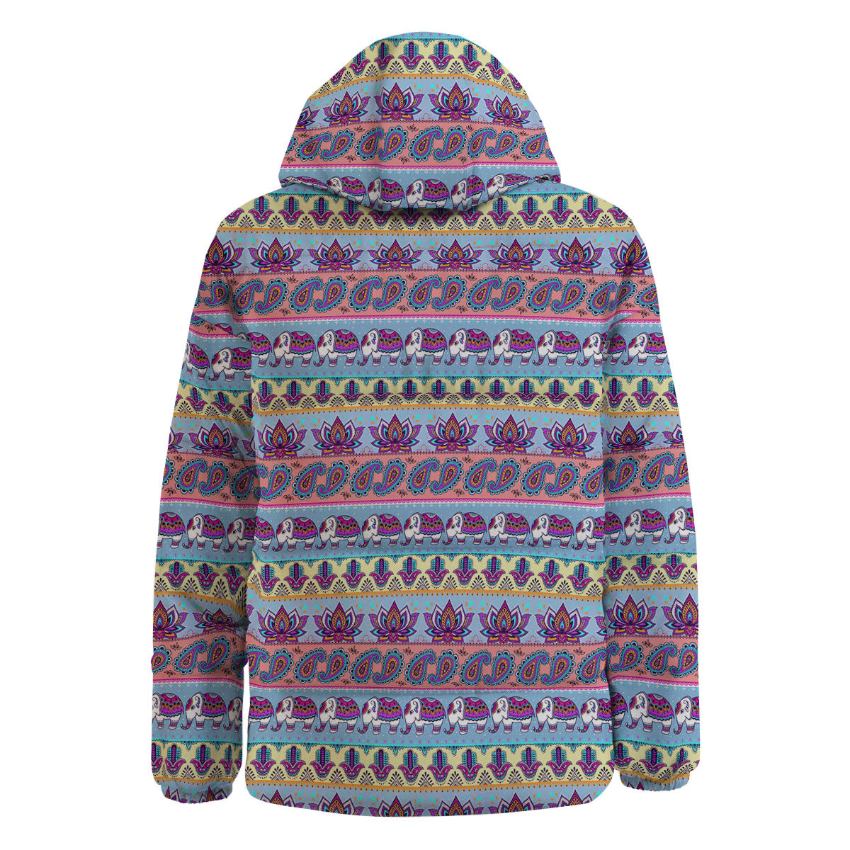 Elephant Indian Colorful Print Pattern Down Jacket-grizzshop