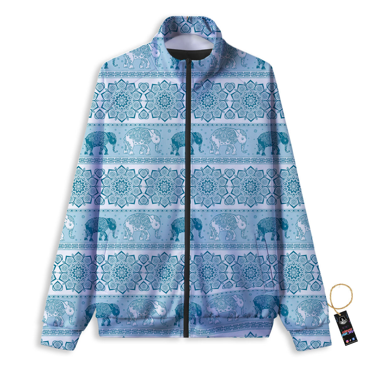Elephant Indian Floral Print Pattern Track Jacket-grizzshop