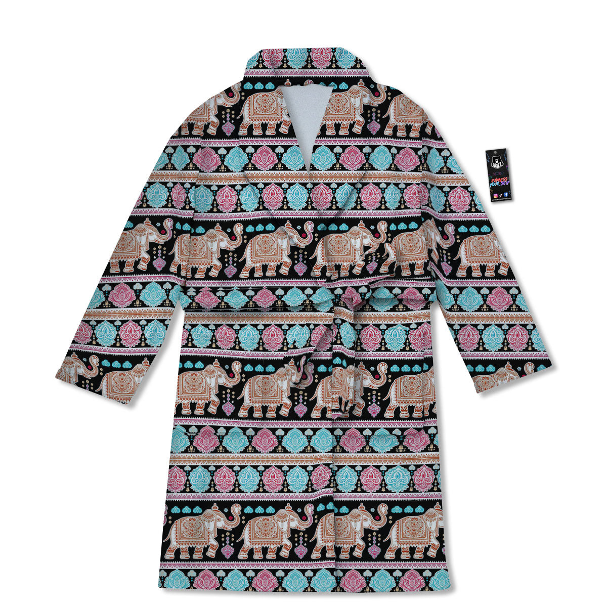 Elephant Indian Tribal Print Pattern Bathrobe-grizzshop