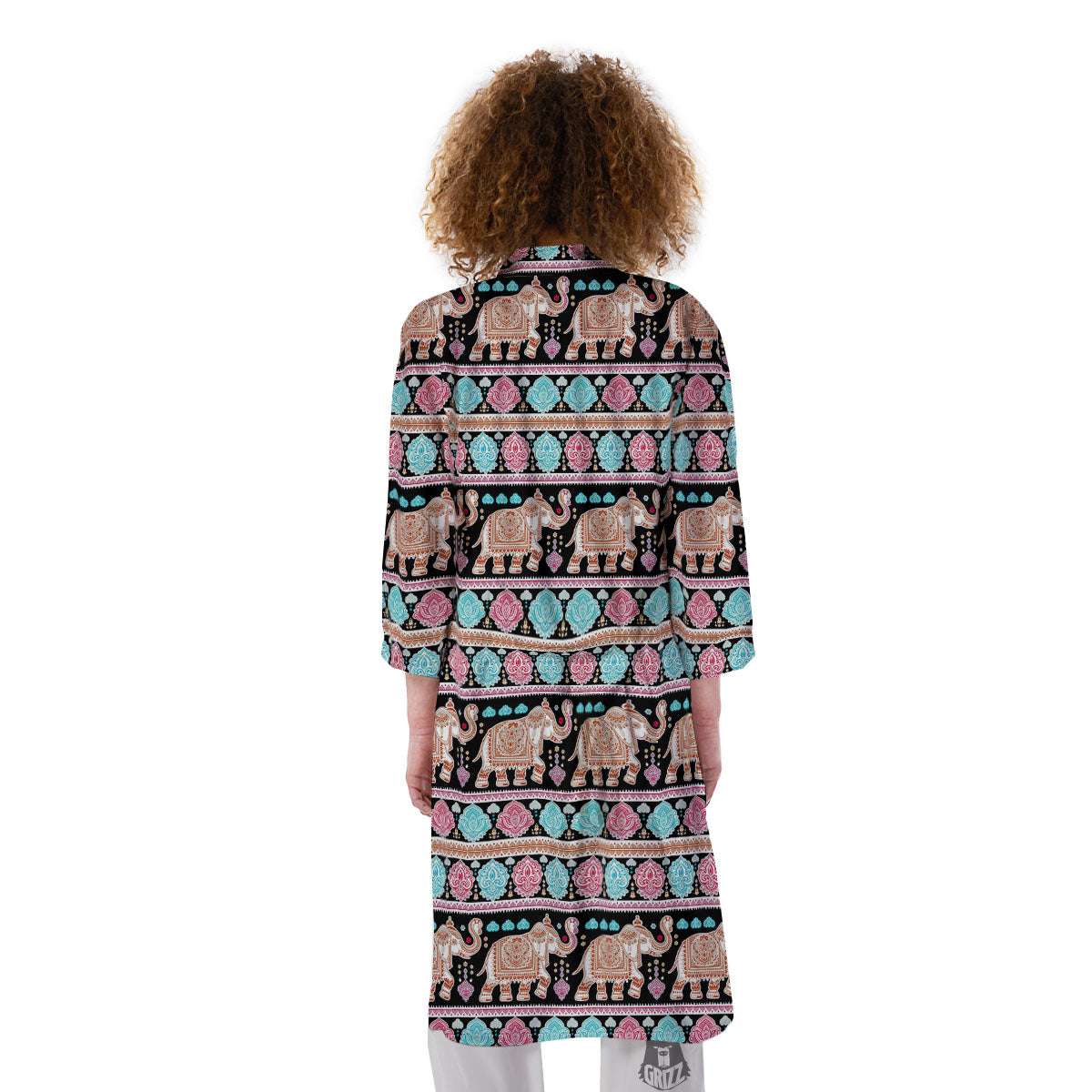 Elephant Indian Tribal Print Pattern Kimono-grizzshop
