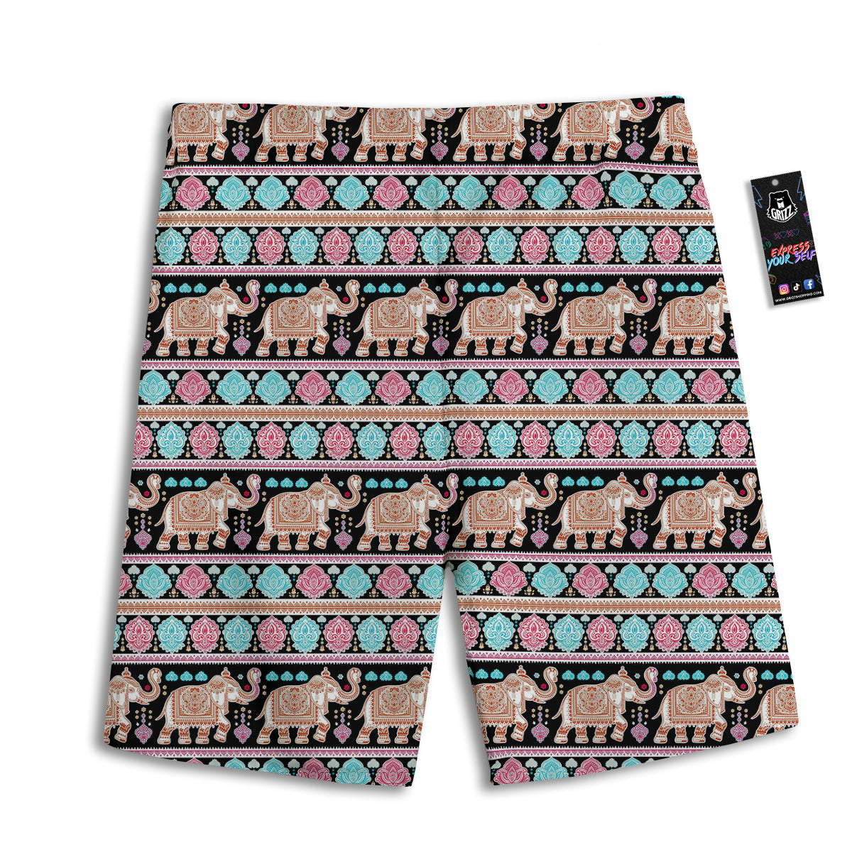 Elephant Indian Tribal Print Pattern Men's Athletic Shorts