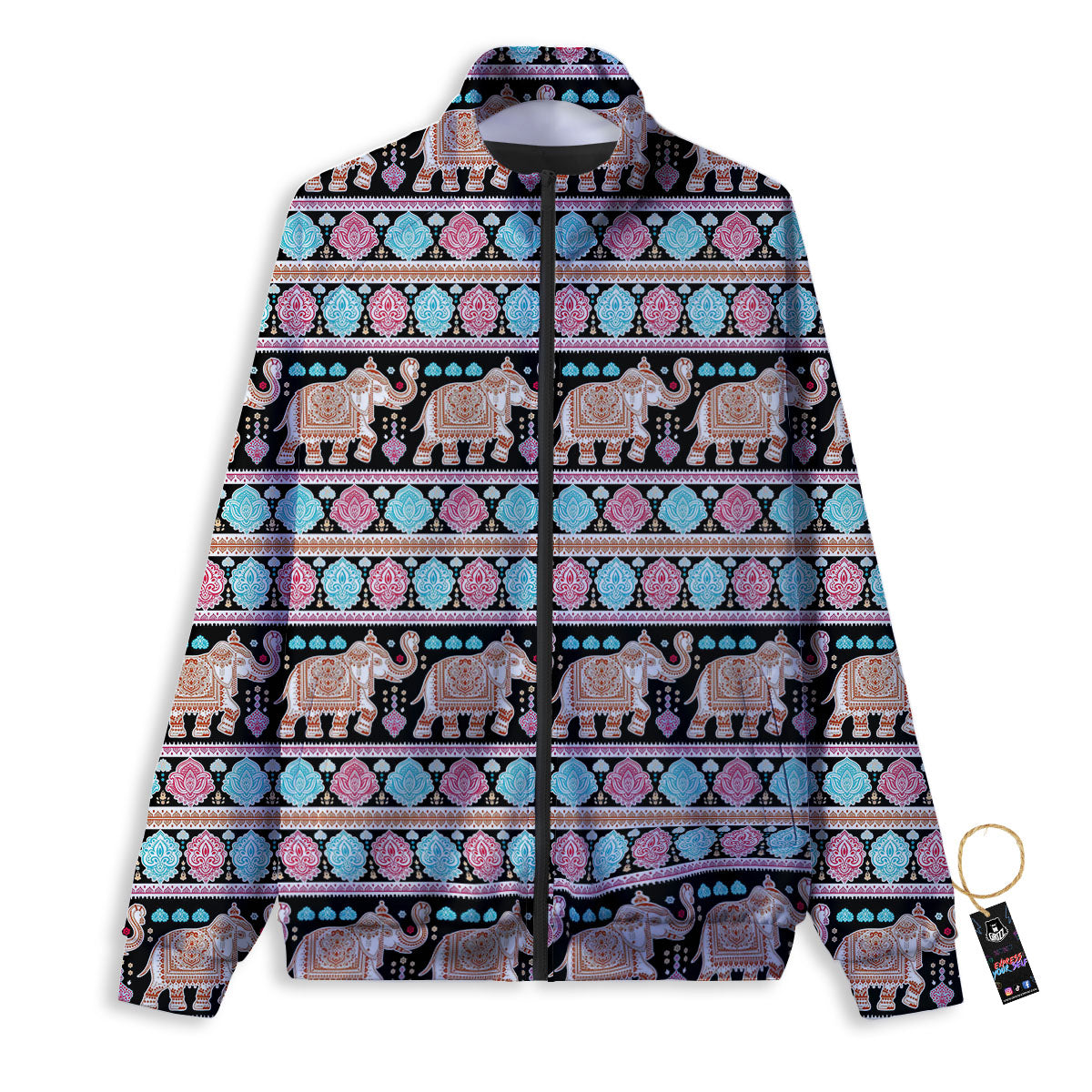 Elephant Indian Tribal Print Pattern Track Jacket-grizzshop