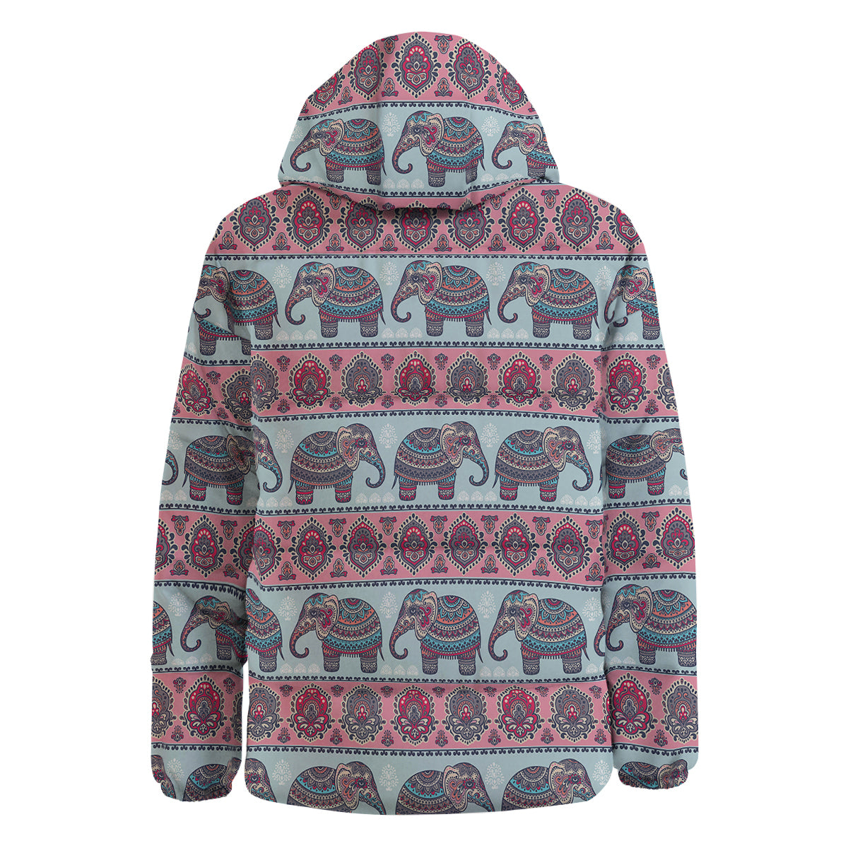 Elephant Indian Vintage Print Pattern Down Jacket-grizzshop