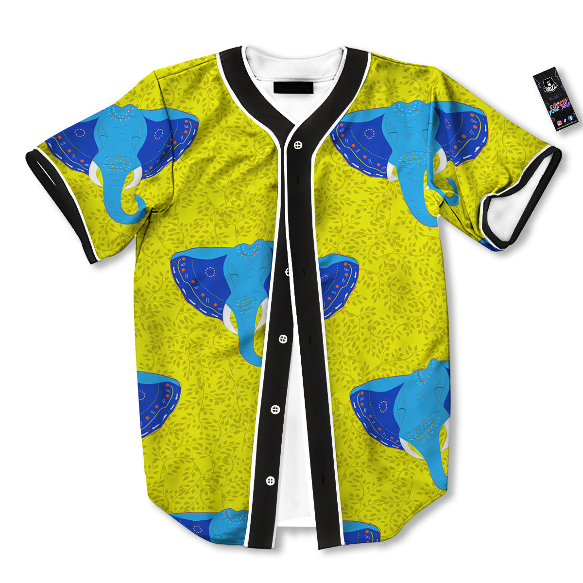 Elephant Mandala Blue Print Pattern Baseball Jersey-grizzshop