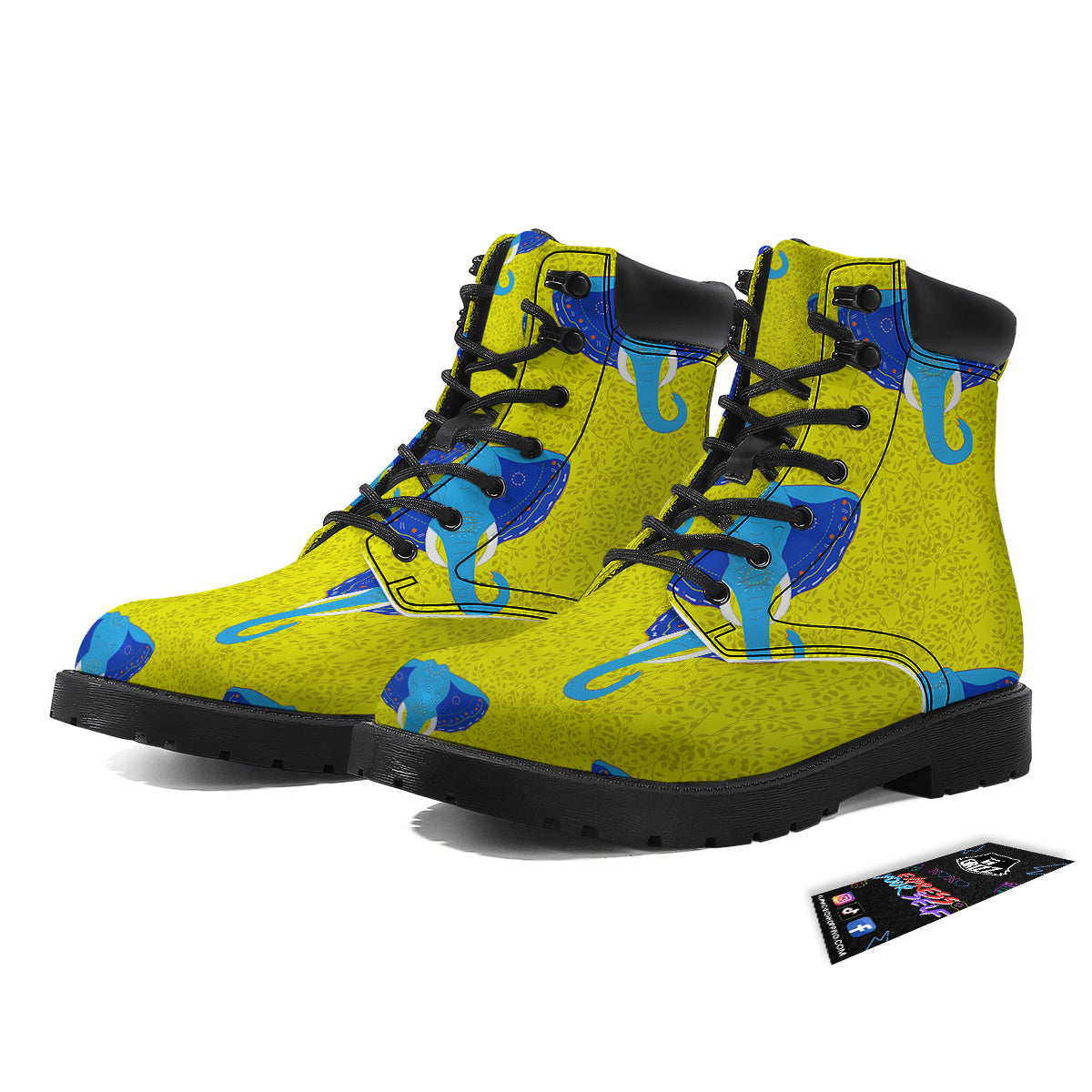 Elephant Mandala Blue Print Pattern Boots-grizzshop