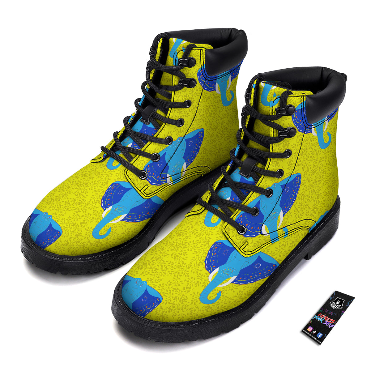 Elephant Mandala Blue Print Pattern Boots-grizzshop