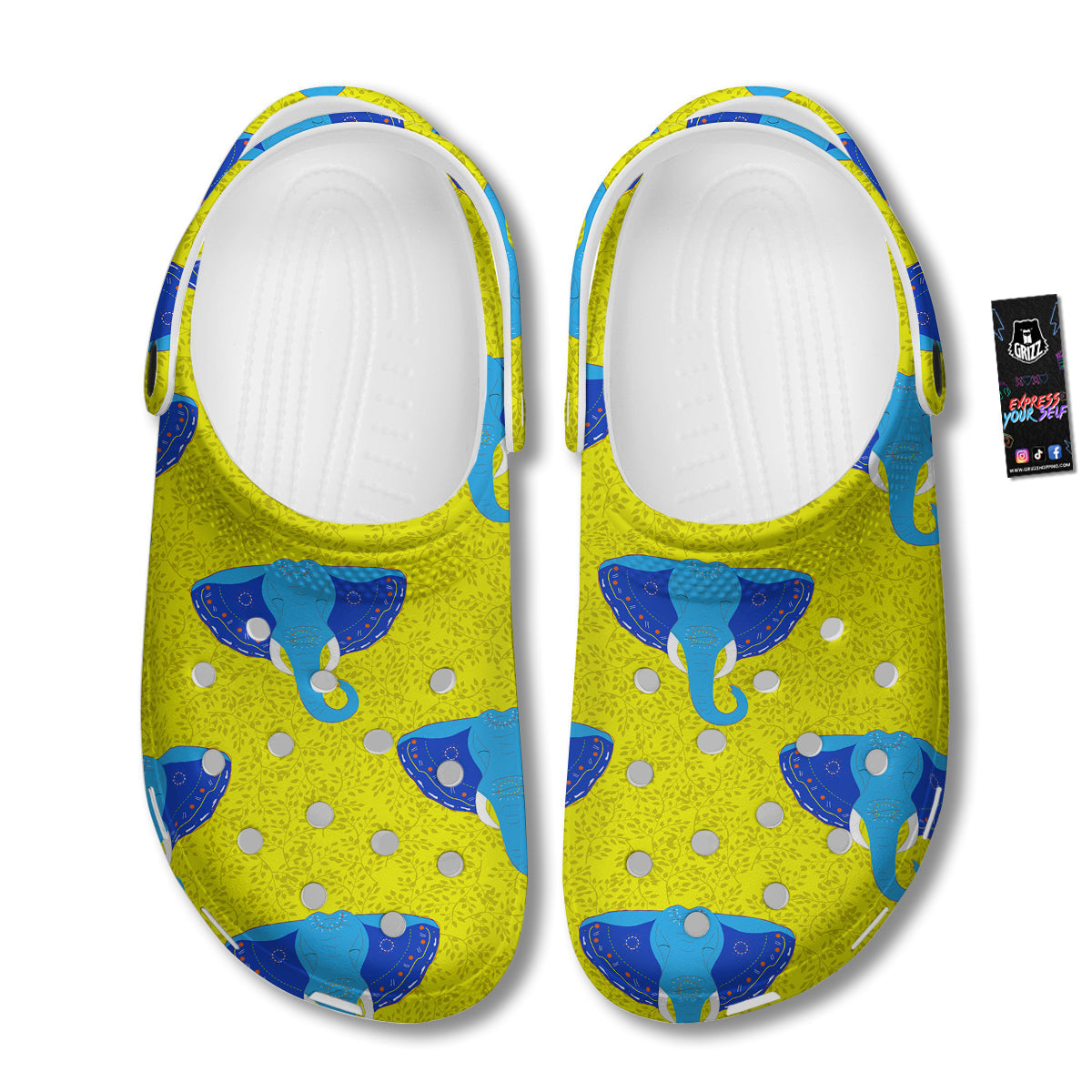 Elephant Mandala Blue Print Pattern Clog-grizzshop