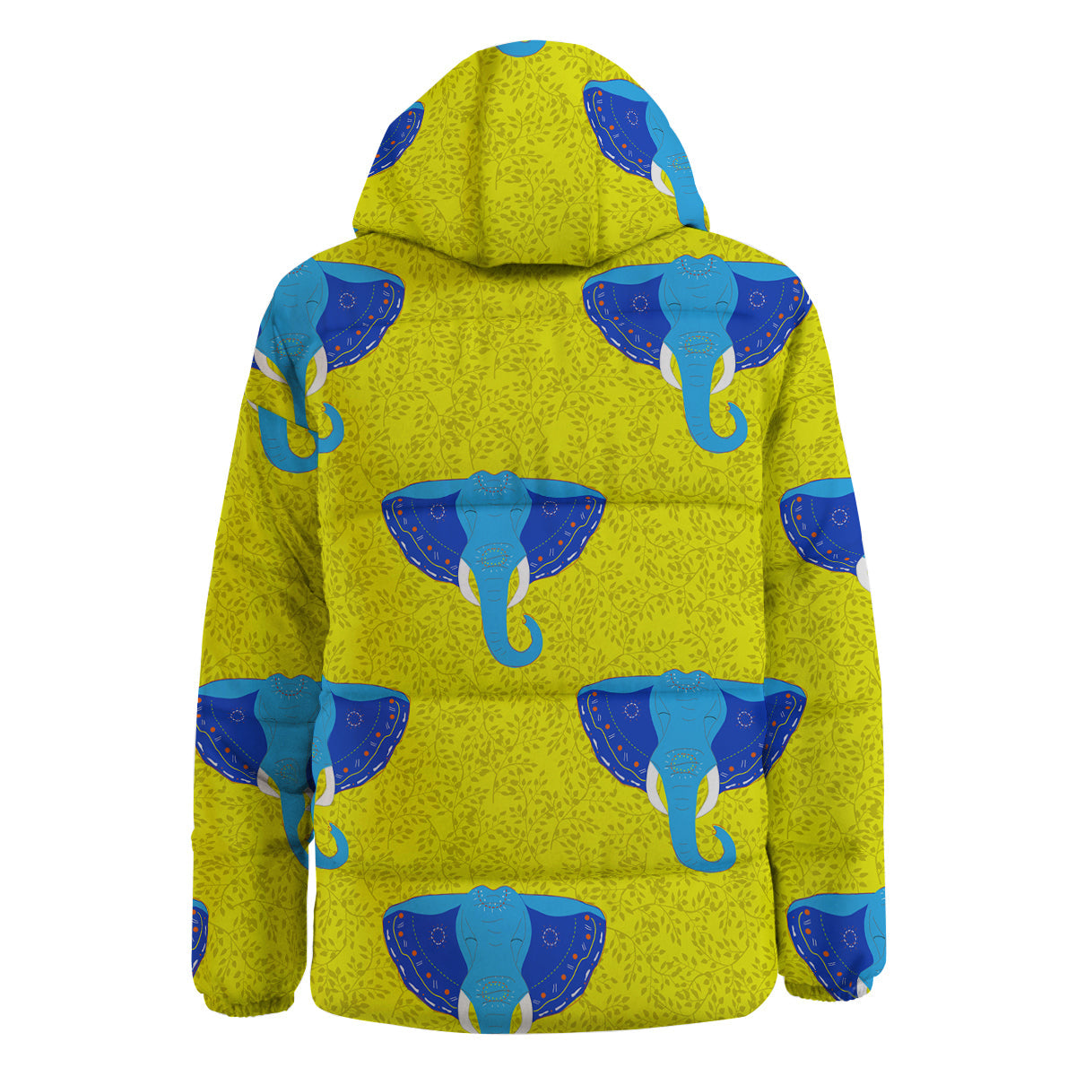 Elephant Mandala Blue Print Pattern Down Jacket-grizzshop