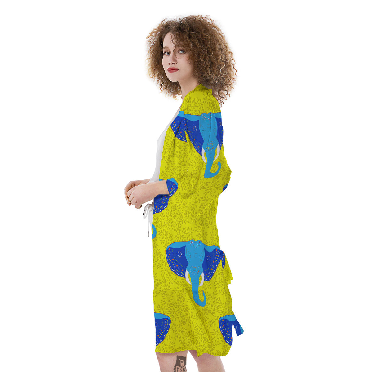 Elephant Mandala Blue Print Pattern Kimono-grizzshop