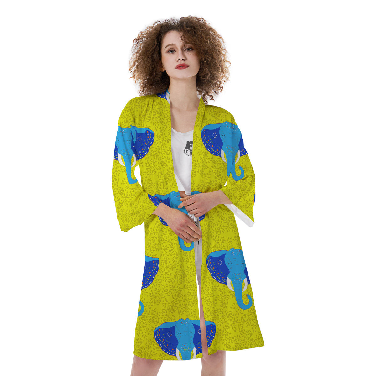 Elephant Mandala Blue Print Pattern Kimono-grizzshop
