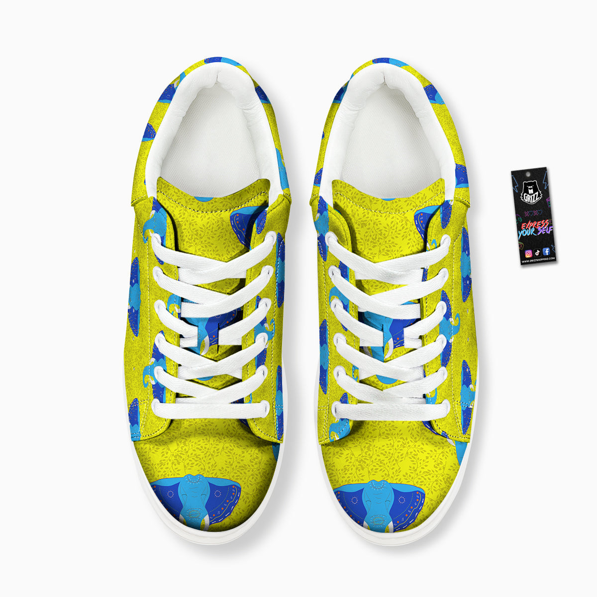 Elephant Mandala Blue Print Pattern Platform Shoes-grizzshop
