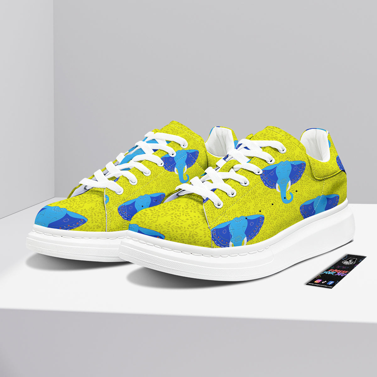 Elephant Mandala Blue Print Pattern Platform Shoes-grizzshop