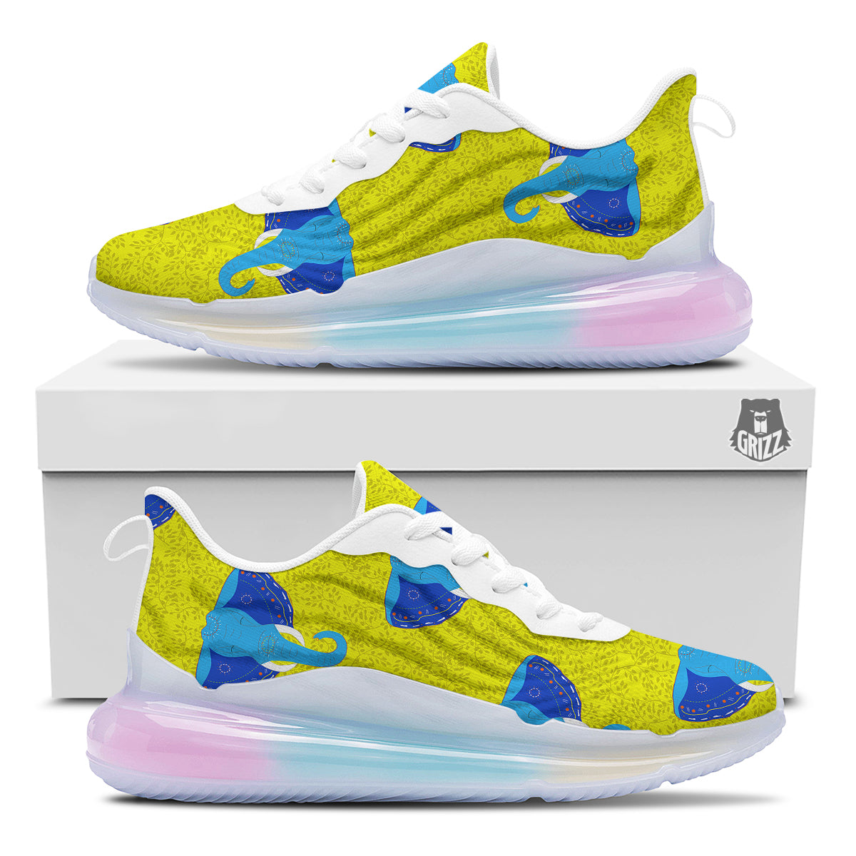 Elephant Mandala Blue Print Pattern Running Sneakers-grizzshop