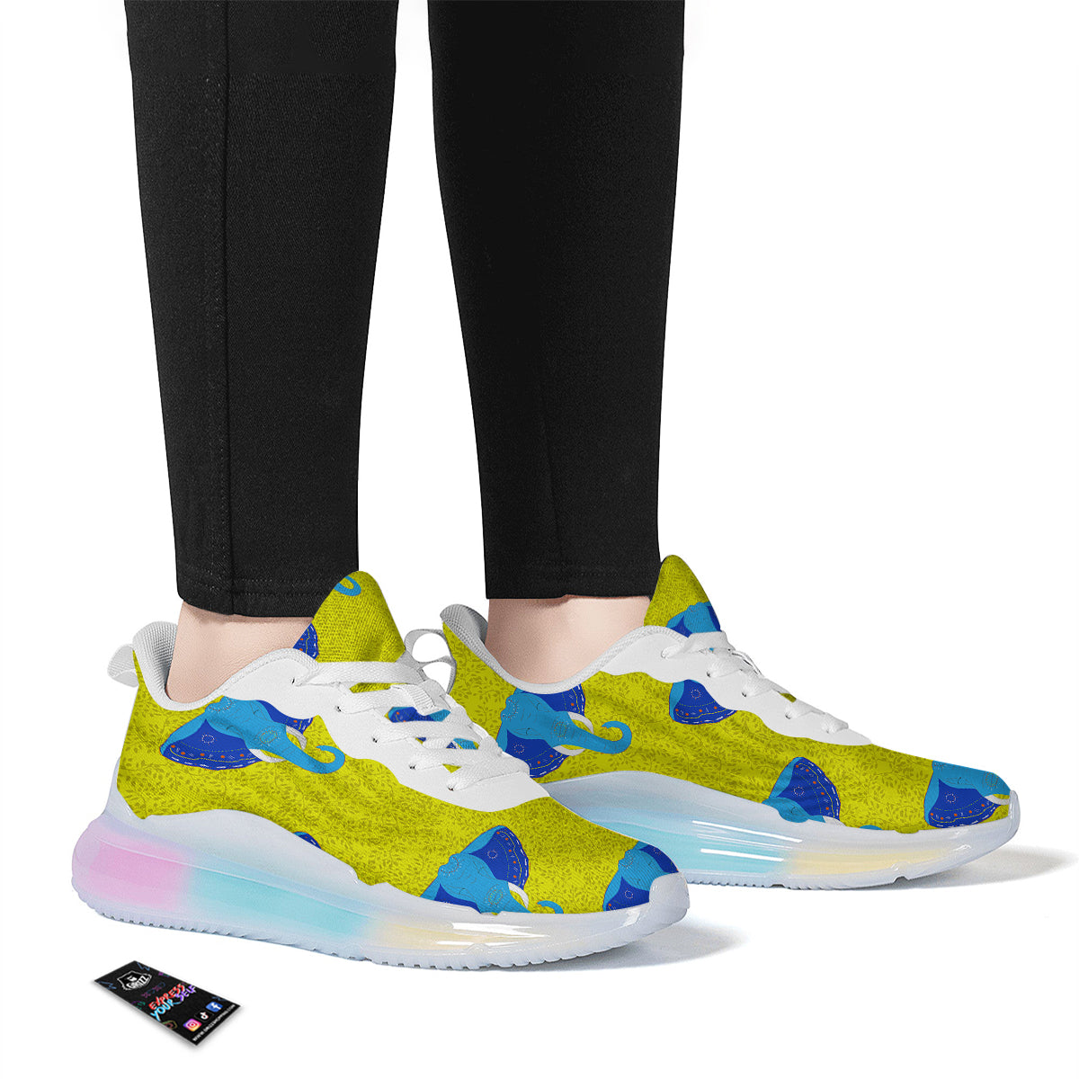 Elephant Mandala Blue Print Pattern Running Sneakers-grizzshop
