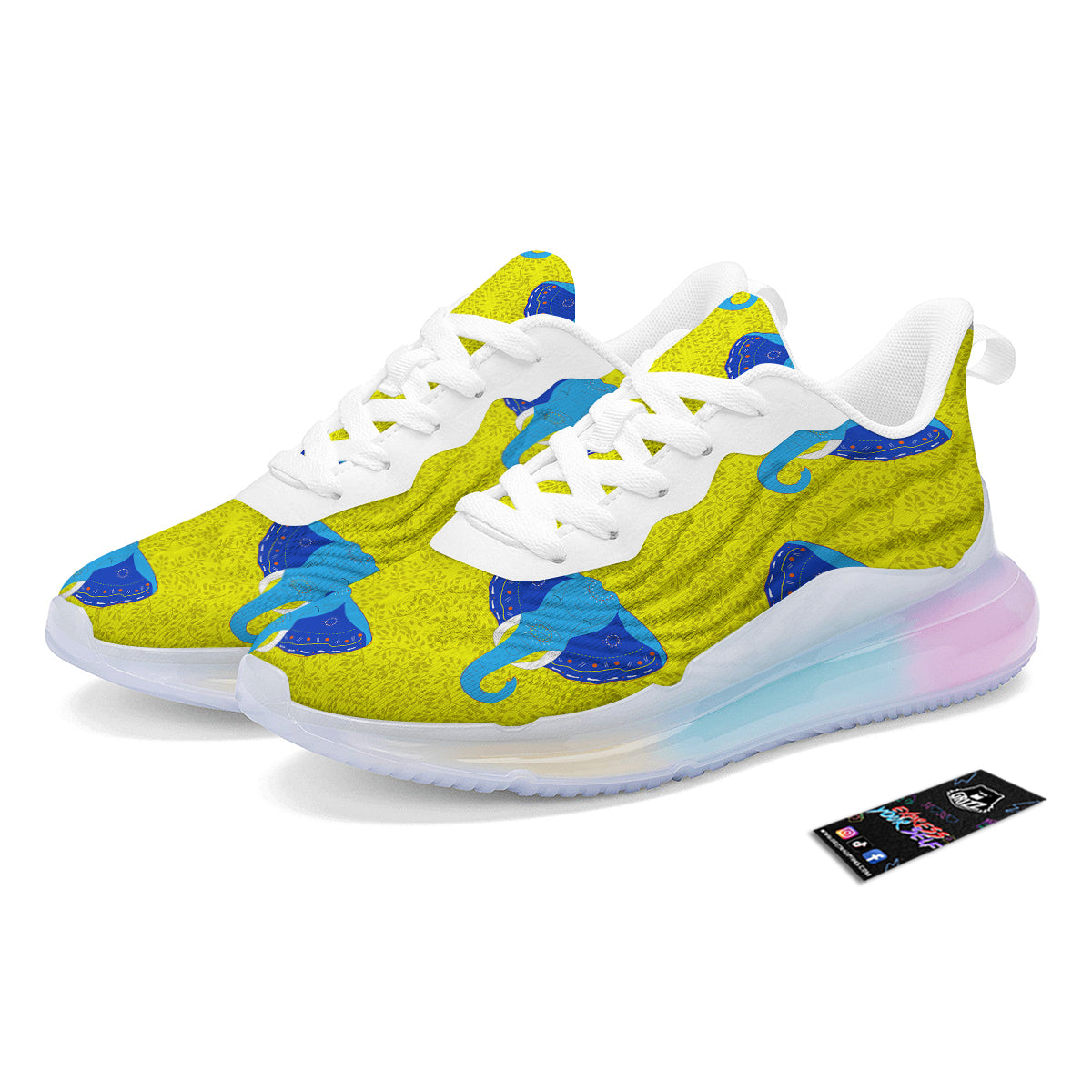 Elephant Mandala Blue Print Pattern Running Sneakers-grizzshop