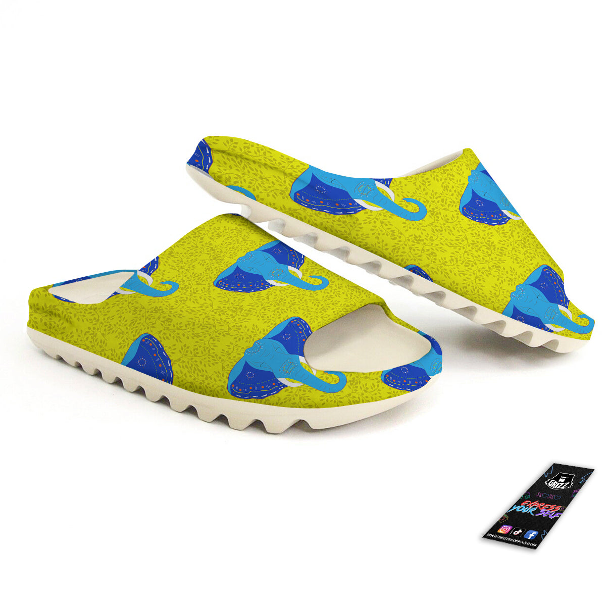 Elephant Mandala Blue Print Pattern Sandals-grizzshop