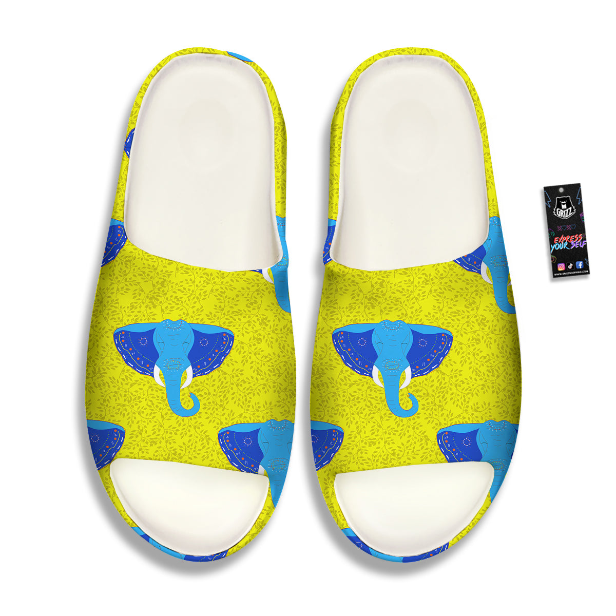 Elephant Mandala Blue Print Pattern Sandals-grizzshop