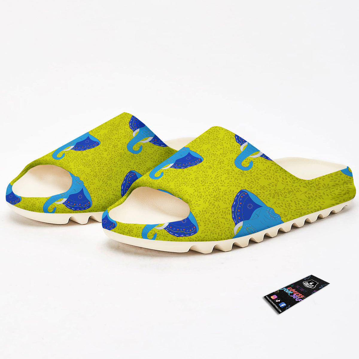 Elephant Mandala Blue Print Pattern Sandals-grizzshop