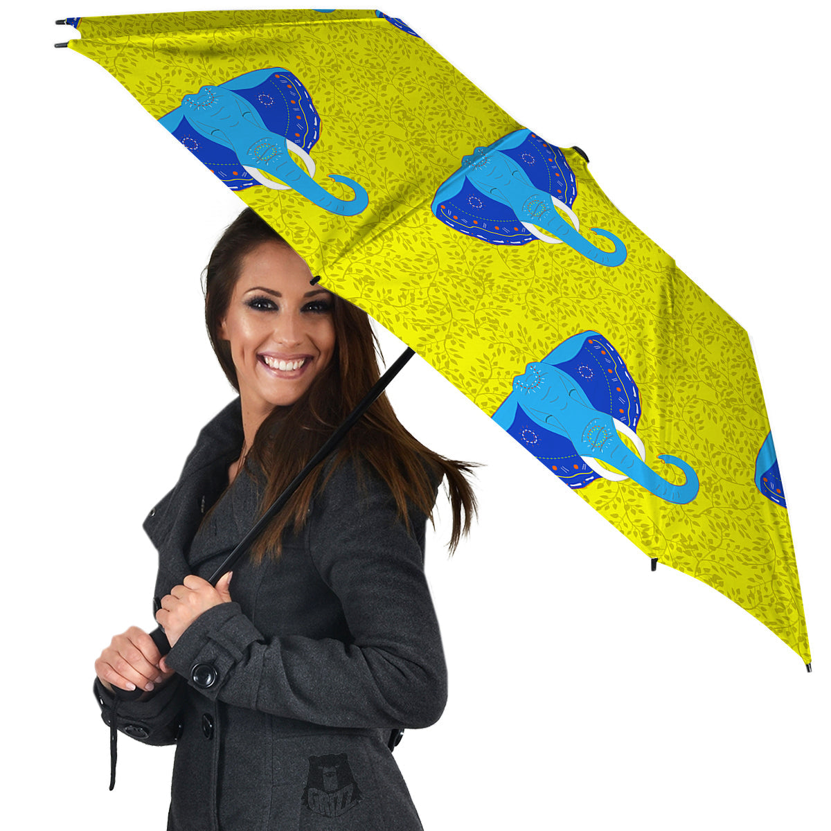 Elephant Mandala Blue Print Pattern Umbrella-grizzshop