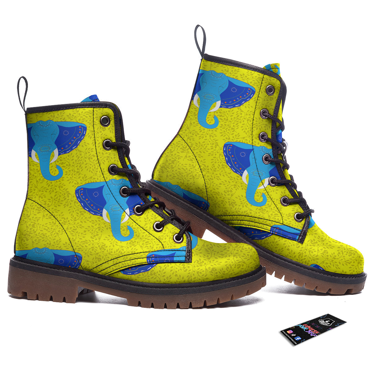 Elephant Mandala Blue Print Pattern Work Boots-grizzshop