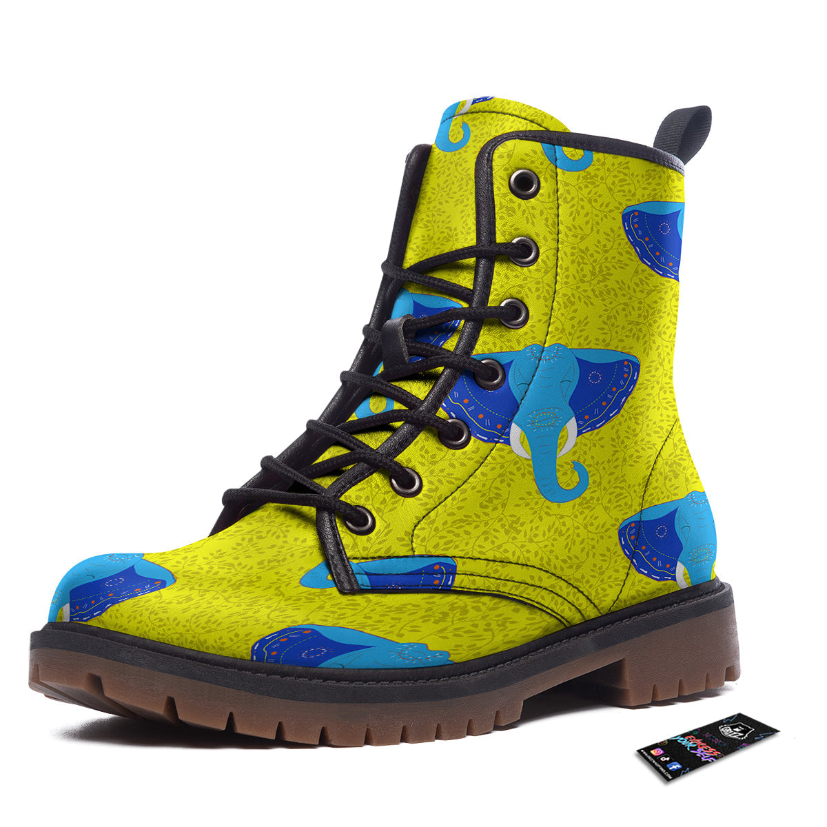 Elephant Mandala Blue Print Pattern Work Boots-grizzshop