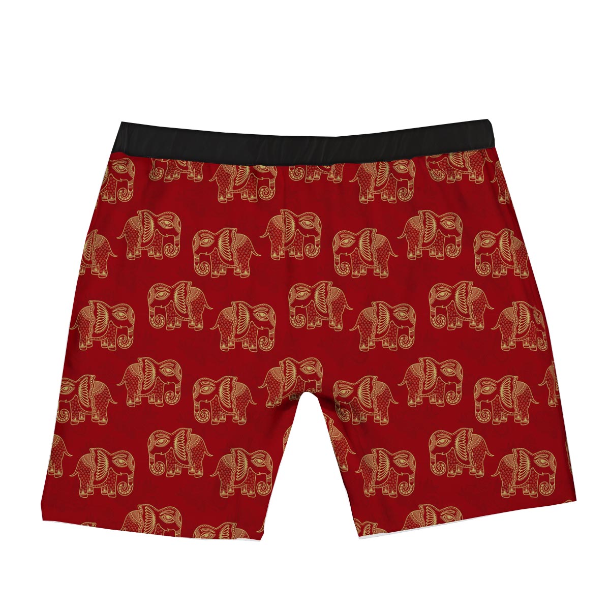 Elephant Red Indian Print Pattern Boxer Briefs-grizzshop