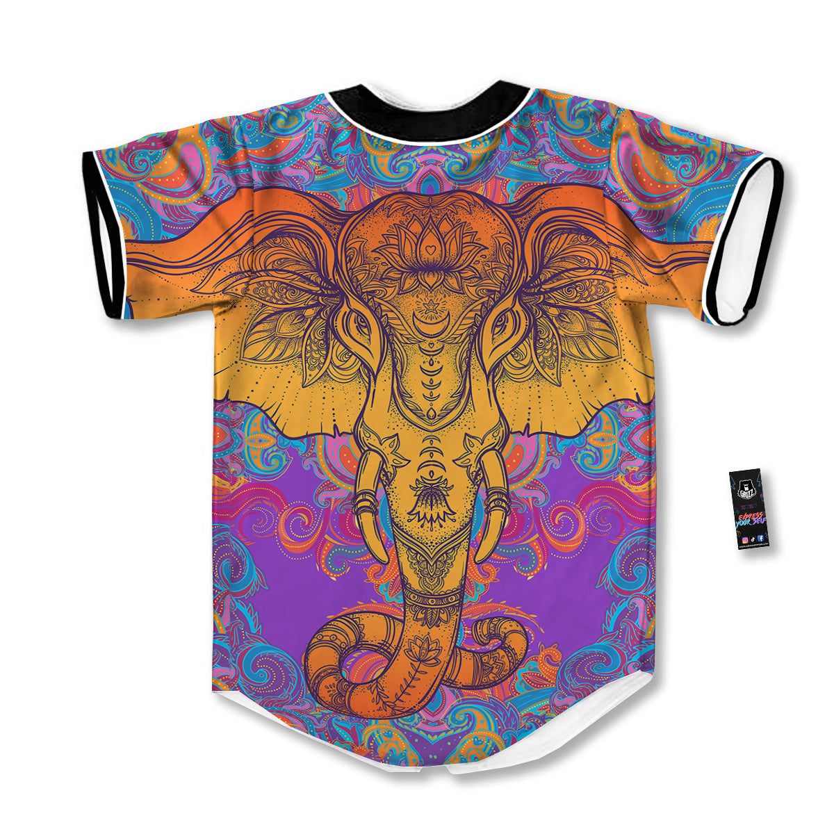 Elephant Spiritual Colorful Print Baseball Jersey-grizzshop