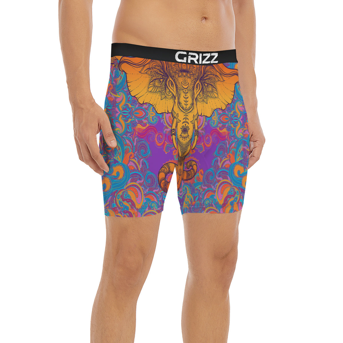 Elephant Spiritual Colorful Print Boxer Briefs-grizzshop
